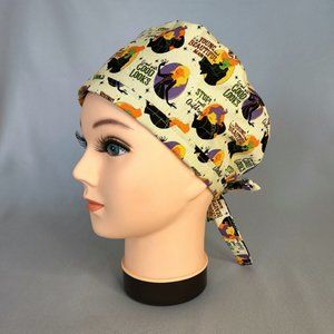 Reversible Hocus Pocus Halloween Unisex Skull Chemo Surgical Scrub Hat Cap
